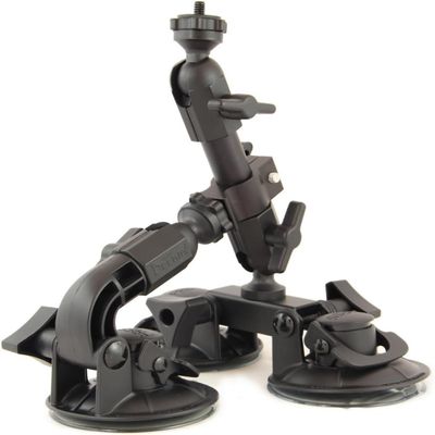 Delkin Devices Fat Gecko Triple Suction Camera Mount - Powerful Suction Cup Camera Mount for Car, Motorcycle, Desk, Window | Secure and Adjustable Action Camera Holder for Video Recording