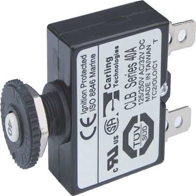BLUE SEA SYSTEMS 7061 / Blue Sea 7061 40A Push Button Thermal with Quick Connect Terminals