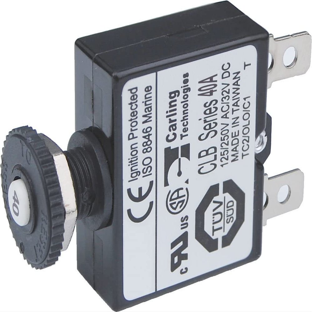 BLUE SEA SYSTEMS 7061 / Blue Sea 7061 40A Push Button Thermal with Quick Connect Terminals