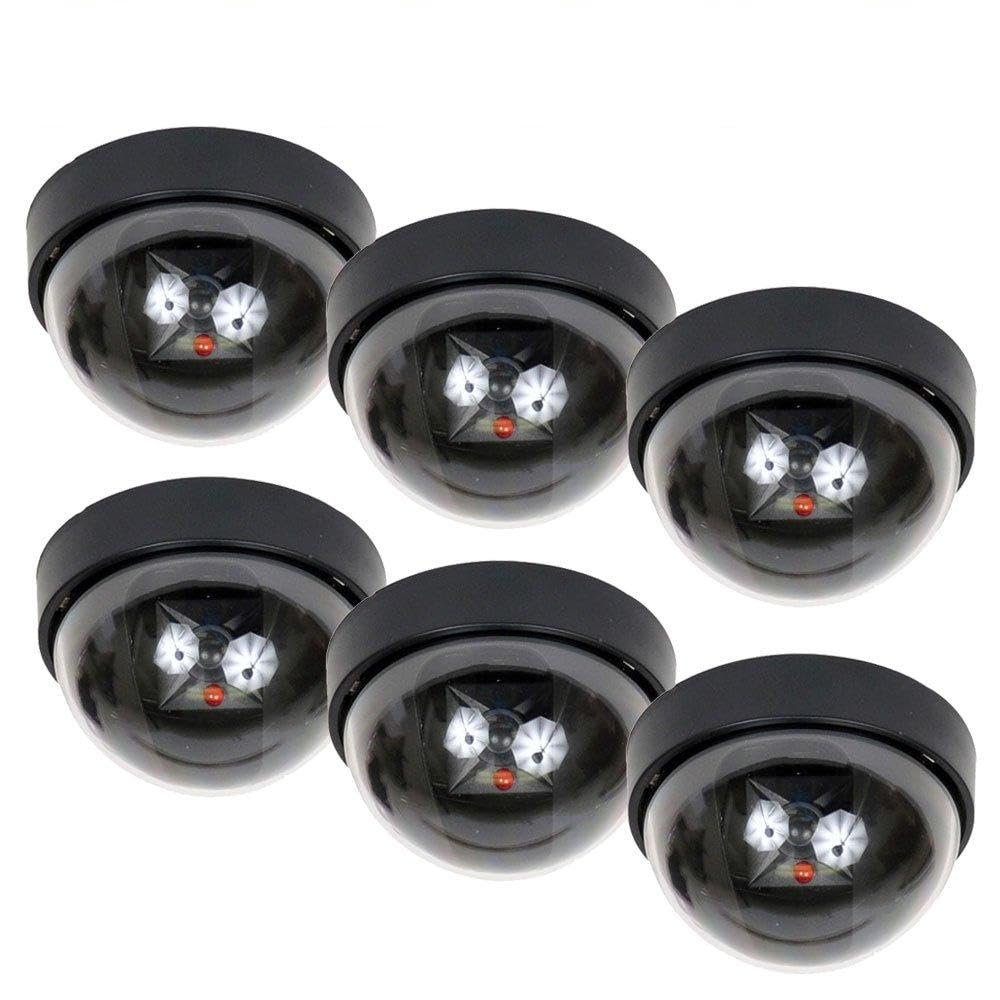 VideoSecu 6 x Imitation Dummy Fake Dome Security Cameras with Flashing LED Home CCTV Simulated Surveillance with Free Warning Stickers CRR