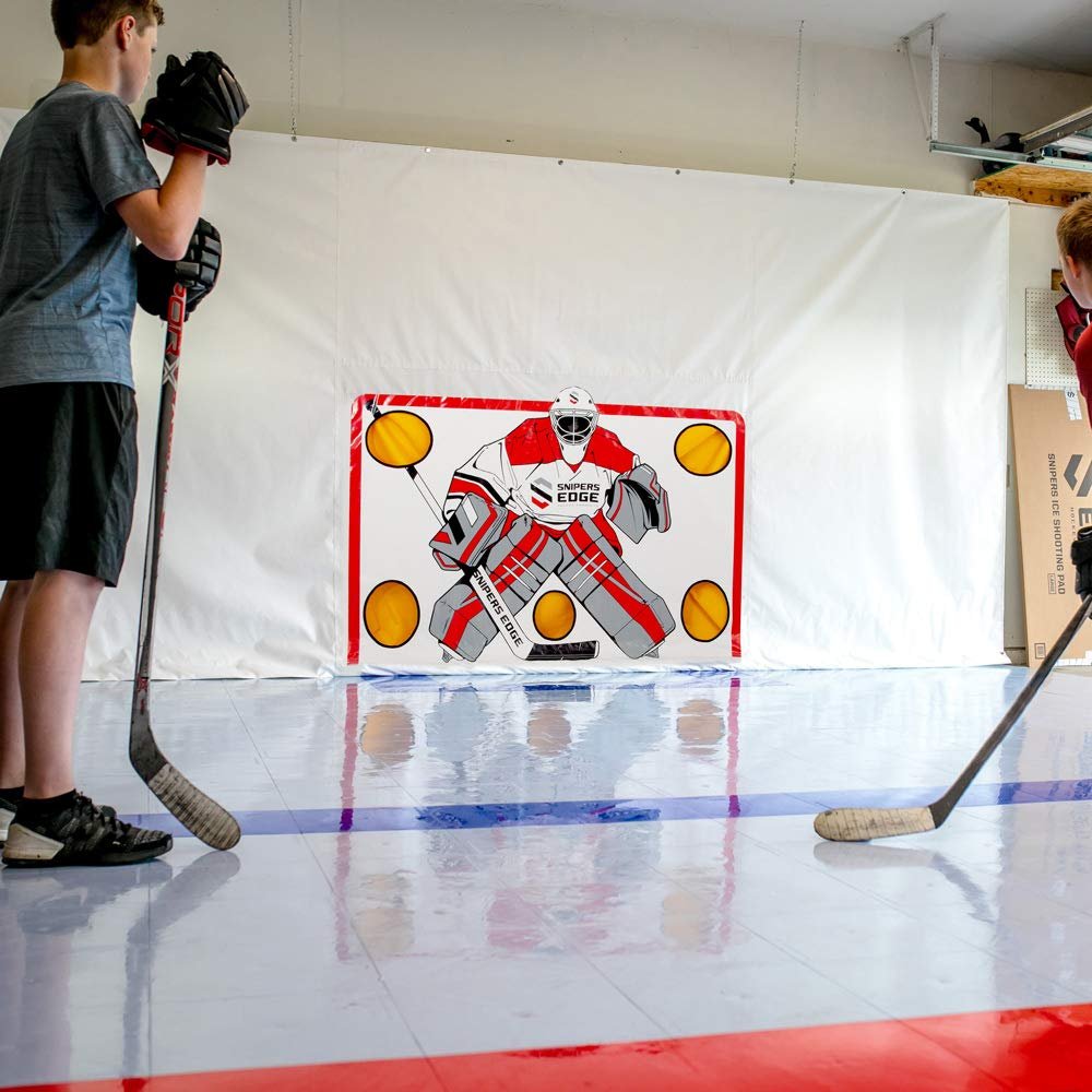 Snipers Edge Hockey Shooting Tarp 8 by 16 ft Tarp Made of Heavy Duty Vinyl, Training Backstop - Develop a Stronger and More Accurate Shot, Indoor/Outdoor, Protects Walls & Windows, 5-Target Design