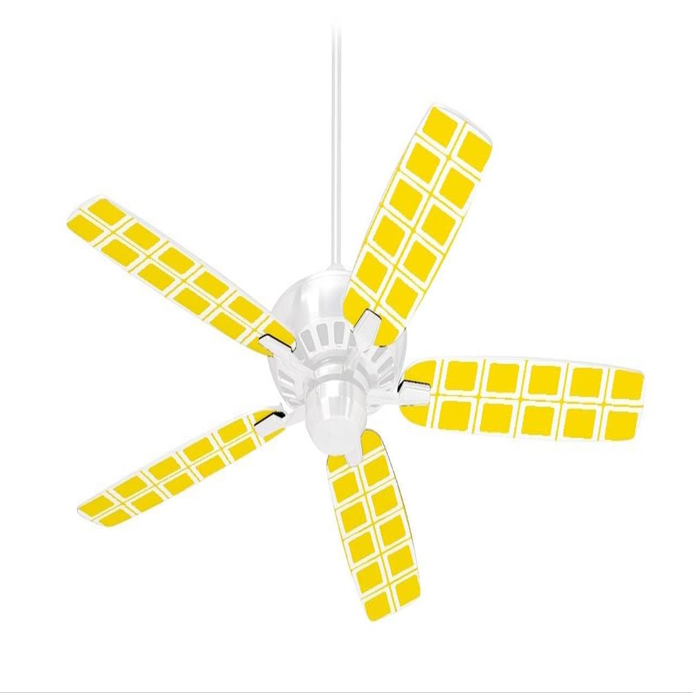 Squared Yellow - Ceiling Fan Skin Kit fits most 42 inch fans (FAN and BLADES SOLD SEPARATELY)