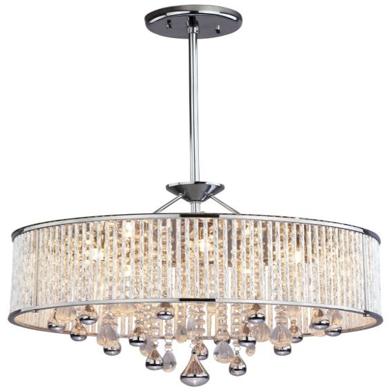 DVI Lighting DVP11005CH-CRY Pendant with Clear Crystals Shades, Chrome Finish