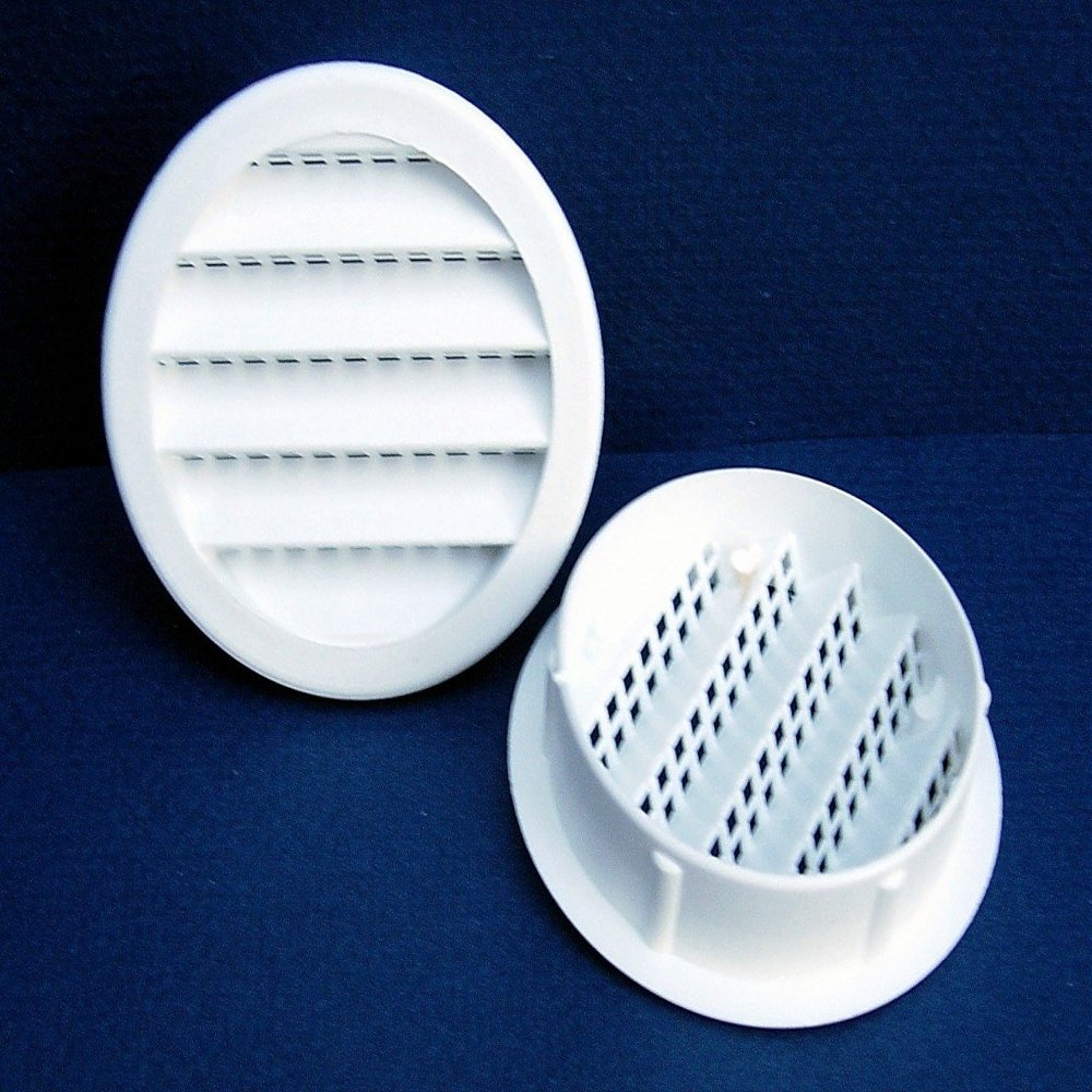 Maurice Franklin Louver-2" Round White Polypropylene Plastic Louver with Insect Screen System (Priced Per Bag of 6). Item #2" PLW-100