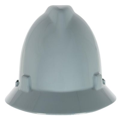 MSA 454731 V-Gard Full-Brim Hard Hat with Staz-on Pinlock Suspension | Polyethylene Shell, Superior Impact Protection, Self Adjusting Crown Straps - Standard Size in Gray