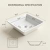 Renovators Supply Manufacturing Castle 16.5" Square White Countertop Vessel Bathroom Sink, Vitreous China, Overflow view 2