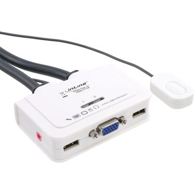 InLine 60613I KVM Switch with Audio (2x VGA, USB with Tail Lead.