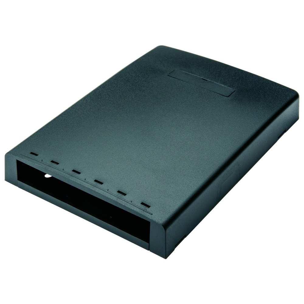 Panduit 6-Port Surface Mount Box, Mini-Com, with Built-in Fiber Spool, Black, CBXF6BL-AY, for Pan-Way Raceways