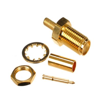 AIR802 Reverse Polarity SMA (RP-SMA) Jack Female Bulkhead Crimp Connector for Cable Types CA100, Times Microwave's LMR100, RG316/174/188