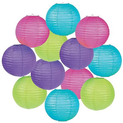 Fun Express - Bright Colored Lanterns (dz) for Wedding - Party Decor - Hanging Decor - Lanterns - Wedding VBS 2026-12 Pieces