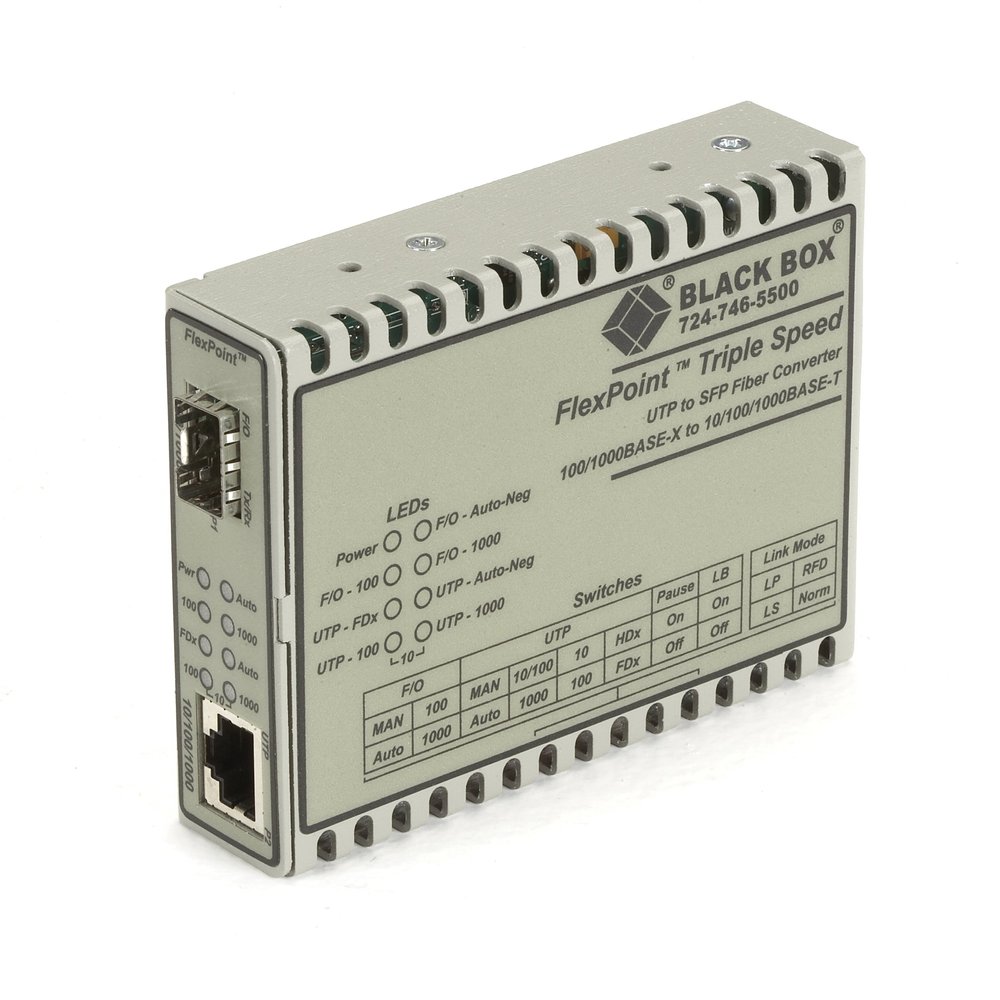 Black Box FlexPoint Media Converter - 10BASE-T/100BASE-TX/1000BASE-T to 100BASE-X/1000BASE-X SFP