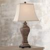 Regency Hill Edgar 29" Tall Curved Urn Traditional End Table Lamp Brown Bronze Finish Single Fabric Shade Living Room Bedroom Bedside Nightstand House Office Home Kitchen Entryway Console view 1