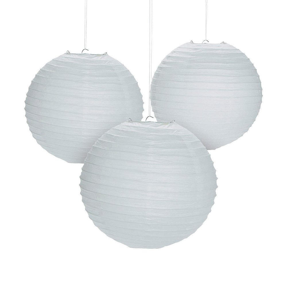 Fun Express - White Hanging Paper Lanterns for Party - Party Decor - Hanging Decor - Lanterns - Party - 6 Pieces