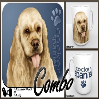 Cocker Spaniel "for Dog Lovers Only" Mouse Pad and Mug Combo Set (blue)