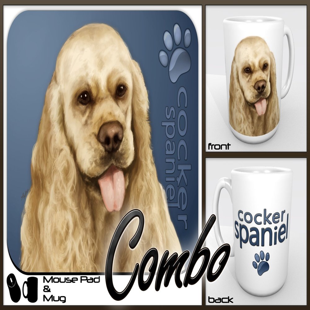 Cocker Spaniel "for Dog Lovers Only" Mouse Pad and Mug Combo Set (blue)