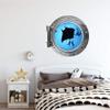 24" Port Scape Instant View Sea Porthole 3D Window Sting Ray #1 Silver Wall Decal Removable Fabric Wall Sticker Ocean Under The Sea Fish Graphic view 2