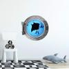 24" Port Scape Instant View Sea Porthole 3D Window Sting Ray #1 Silver Wall Decal Removable Fabric Wall Sticker Ocean Under The Sea Fish Graphic view 3
