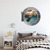 24" Port Scape Isntant Sea View Sea Turtle #2 Silver Porthole Window Wall Decal Removable Fabric Wall Sticker Ocean Animal Kids Room Decor view 2