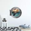 18" Port Scape Isntant Sea View Sea Turtle #2 Silver Porthole Window Wall Decal Removable Fabric Wall Sticker Ocean Animal Kids Room Decor view 2