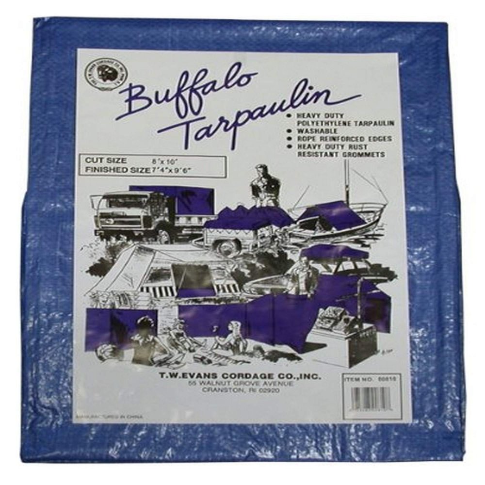 T.W Evans Cordage 00912 Buffalo Blue Poly Tarpaulin, 9-Feet by 12-Feet