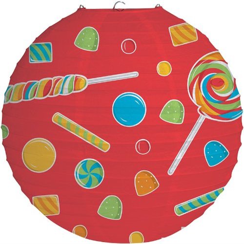 12" Round Paper Lantern Hanging Decoration, Sugar Buzz