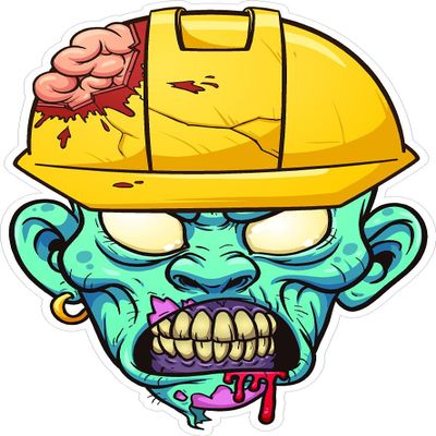 3 Blue Zombie w/Hard Hat Hardhat/Helmet Stickers 2 H169