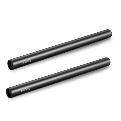 SmallRig 8 Inches (20 cm) Black Aluminum Alloy 15mm Rod with M12 Female Thread, Pack of 2-1051