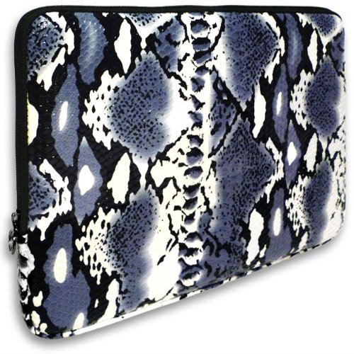 13 inch Elegant Gray Faux Snake Print Synthetic Leather Laptop Sleeve Notebook Computer Carrying Case for Apple MacBook Air 13, Dell, Acer, Samsung