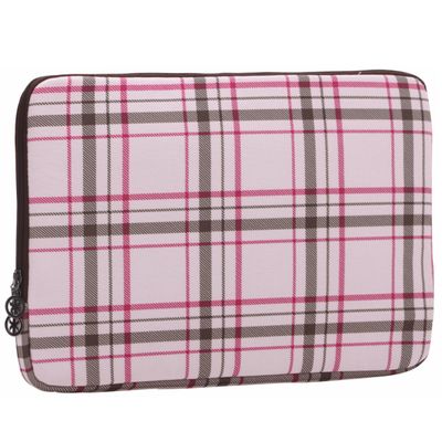 13 inch Pink Plaid Design Dual 2-Way zippered Laptop Sleeve Notebook Carrying Case Computer Slipcase for Apple MacBook Air 13, Dell, Acer, Samsung, Sony
