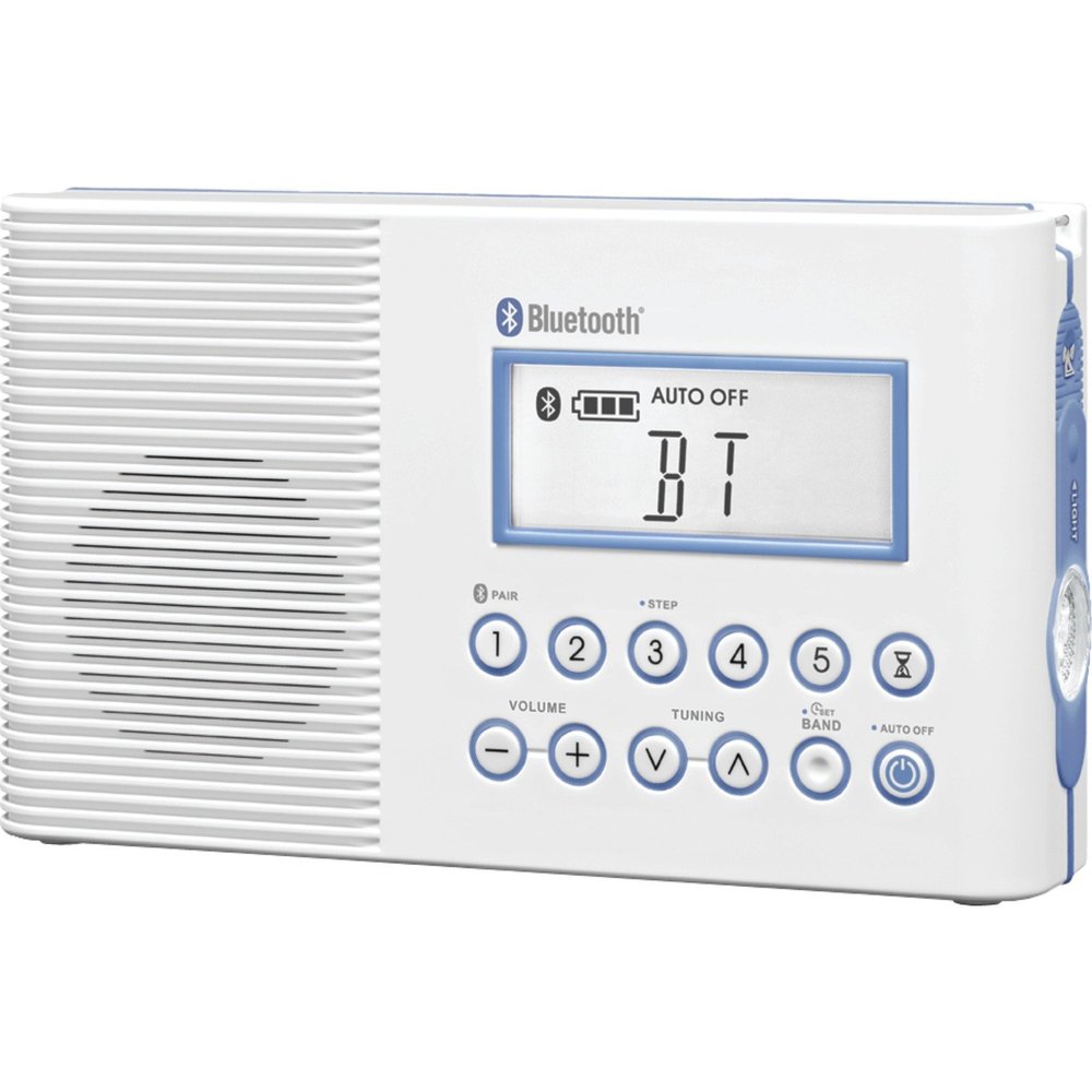 Sangean H202 AM/FM Weather Alert Waterproof Shower Radio, White