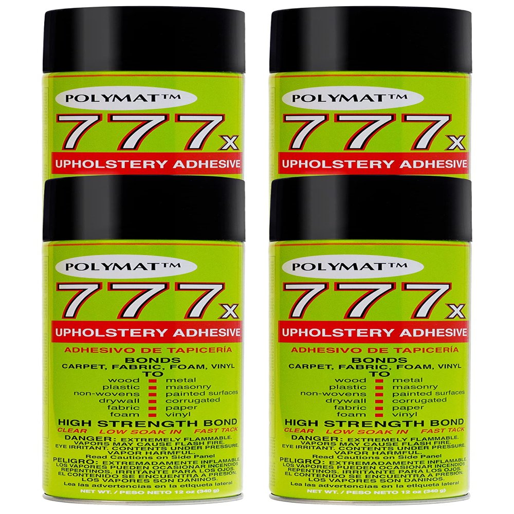 4 Cans of Polymat 777 Foam Speaker Box Carpet Car Auto Liner and Fabric Spray Glue Adhesive