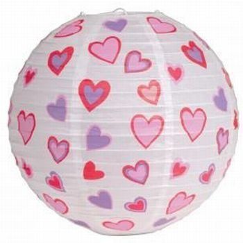 Valentine Red Hearts Paper Lantern 12-inch