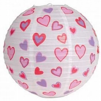 Valentine Red Hearts Paper Lantern 12-inch
