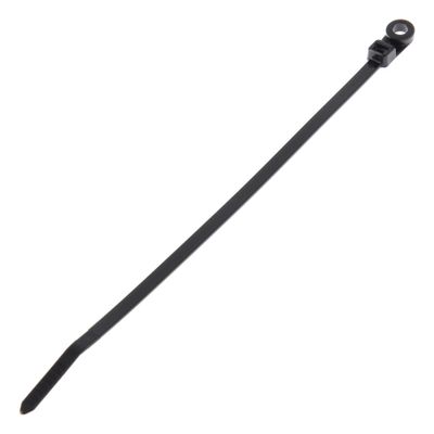 Panduit PLC2S-S10-M30 Pan-Ty Clamp Tie, Heat Stabilized Nylon 6.6, Standard Cross Section, Curved Tip, #10 Screw Size, 50lbs Min Tensile Strength, 1.84" Max Bundle Diameter, 0.20" Nominal Hole Diameter, 0.047" Thickness, 0.19" Width, 7.9" Length, Bla