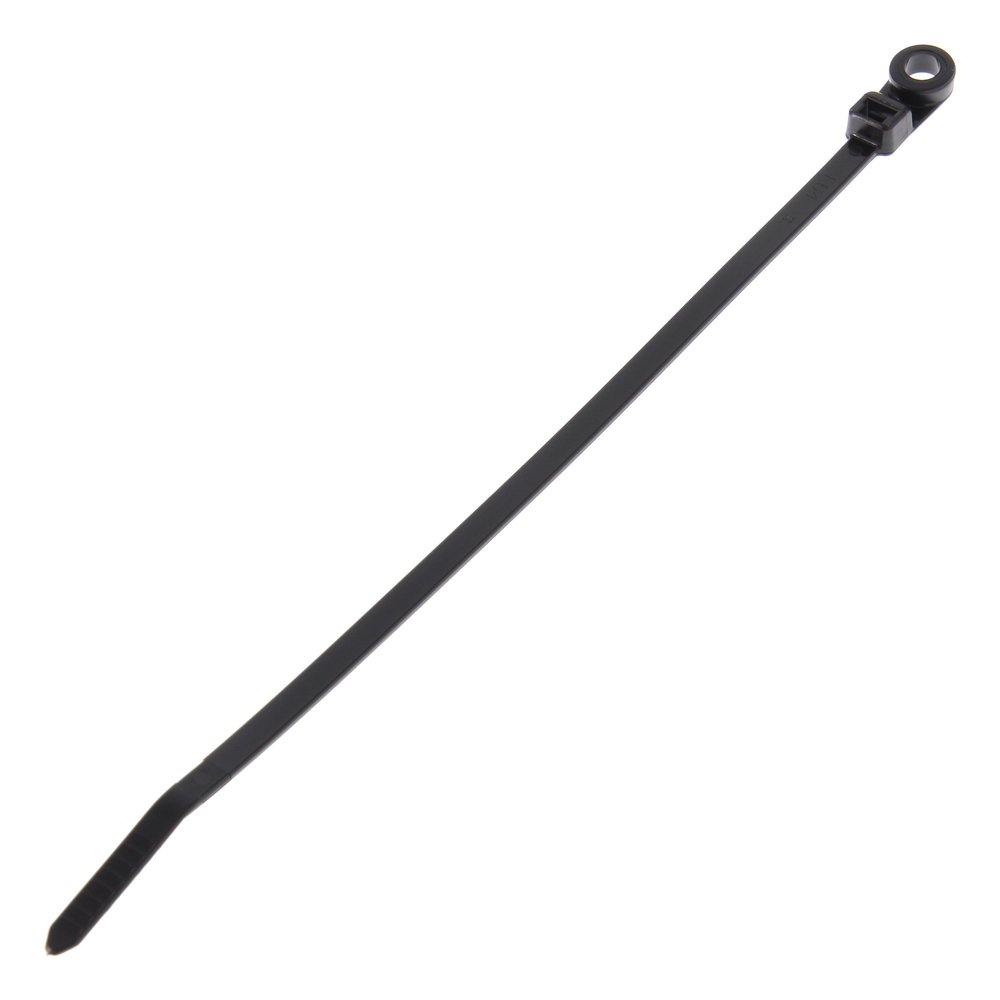 Panduit PLC2S-S10-M30 Pan-Ty Clamp Tie, Heat Stabilized Nylon 6.6, Standard Cross Section, Curved Tip, #10 Screw Size, 50lbs Min Tensile Strength, 1.84" Max Bundle Diameter, 0.20" Nominal Hole Diameter, 0.047" Thickness, 0.19" Width, 7.9" Length, Bla