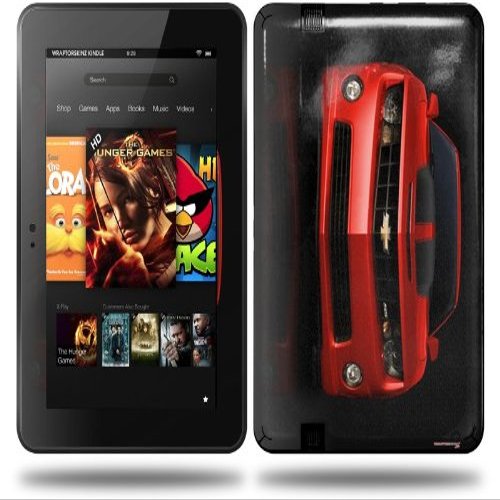 2010 Chevy Camaro Victory Red - Black Stripes on Black Decal Style Skin fits Amazon Kindle Fire HD 8.9 inch