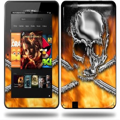 Chrome Skull on Fire Decal Style Skin fits Amazon Kindle Fire HD 8.9 inch