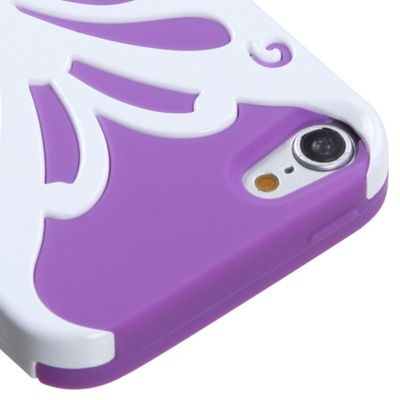 MyBat Solid Ivory White/Electric Purple Butterfly Kiss Hybrid Protector Cover for iPod Touch 5
