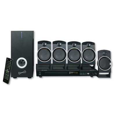 Supersonic SC-37HT 5.1 Surround Sound System, Home Theater with DVD/CD Playback, Karaoke, FM Radio, USB Input, 25W Speakers, Multi-Language Support, Remote Control Included