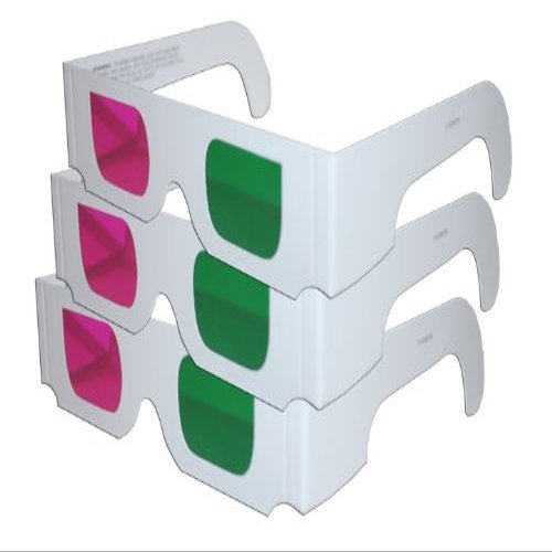 3D Glasses - Green/Magenta (3 PAIRS White Cardboard) - for Coraline, My Bloody Valentine, Journey to the Center of the Earth Home DVD