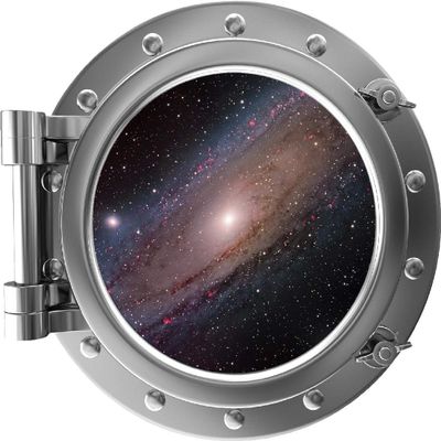 24" PortScape Milky Way Galaxy #1 Silver Porthole Wall Decal Removable Wall Sticker Galactic 3D Window Instant Space View Stars Solar System Astronomy NASA Kids Room Decor