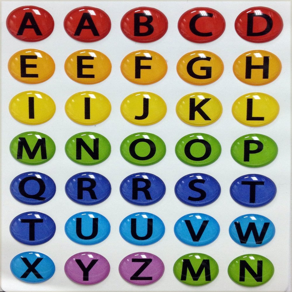Colorful A-Z Alphabet ABC's 35 Pieces Home Button Stickers for iPhone 5 4/4s 3GS 3G, iPad 2, iPad Mini, iPod Touch by Red Rock