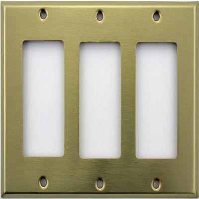 Stamped Satin Brass 3 Gang GFI/Rocker Opening Wall Plate