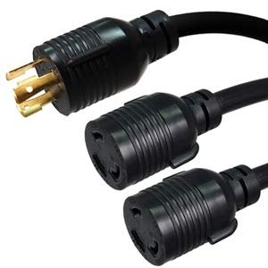 IronBox Electric - NEMA L6-30P to 2X L6-30R Y Splitter Cord - Rated for 30A, 250V with 10/3 SJT Cable, Male-to-Female Multi-Plug Adapter - UL Listed - Ideal for Generators & Power Equipments (12 Foot)