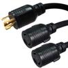 IronBox Electric - NEMA L6-30P to 2X L6-30R Y Splitter Cord - Rated for 30A, 250V with 10/3 SJT Cable, Male-to-Female Multi-Plug Adapter - UL Listed - Ideal for Generators & Power Equipments (12 Foot) view 1