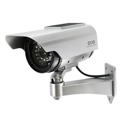 Rainproof Infrared Solar with Dummy Camera (Box Type Silver R/OS  163R) [Dummy Camera, Surveillance Camera, Surveillance Camera]
