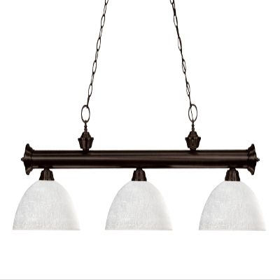 Z-Lite 200-3BRZ-DWL14 Riviera Three Light Billiard, Steel Frame, Bronze Finish and White Linen Shade of Glass Material