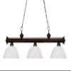 Z-Lite 200-3BRZ-DWL14 Riviera Three Light Billiard, Steel Frame, Bronze Finish and White Linen Shade of Glass Material view 1