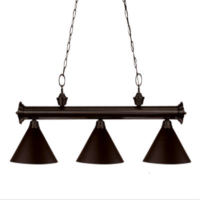 Z-Lite 200-3BRZ-MBRZ Riviera Three Light Billiard, Steel Frame, Bronze Finish and Bronze Shade of Metal Material Medium