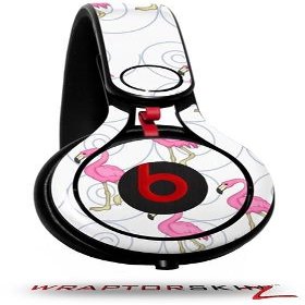 WraptorSkinz Skin Decal Wrap Compatible with Beats Mixr Headphones Flamingos on White Skin Only (Headphones NOT Included)